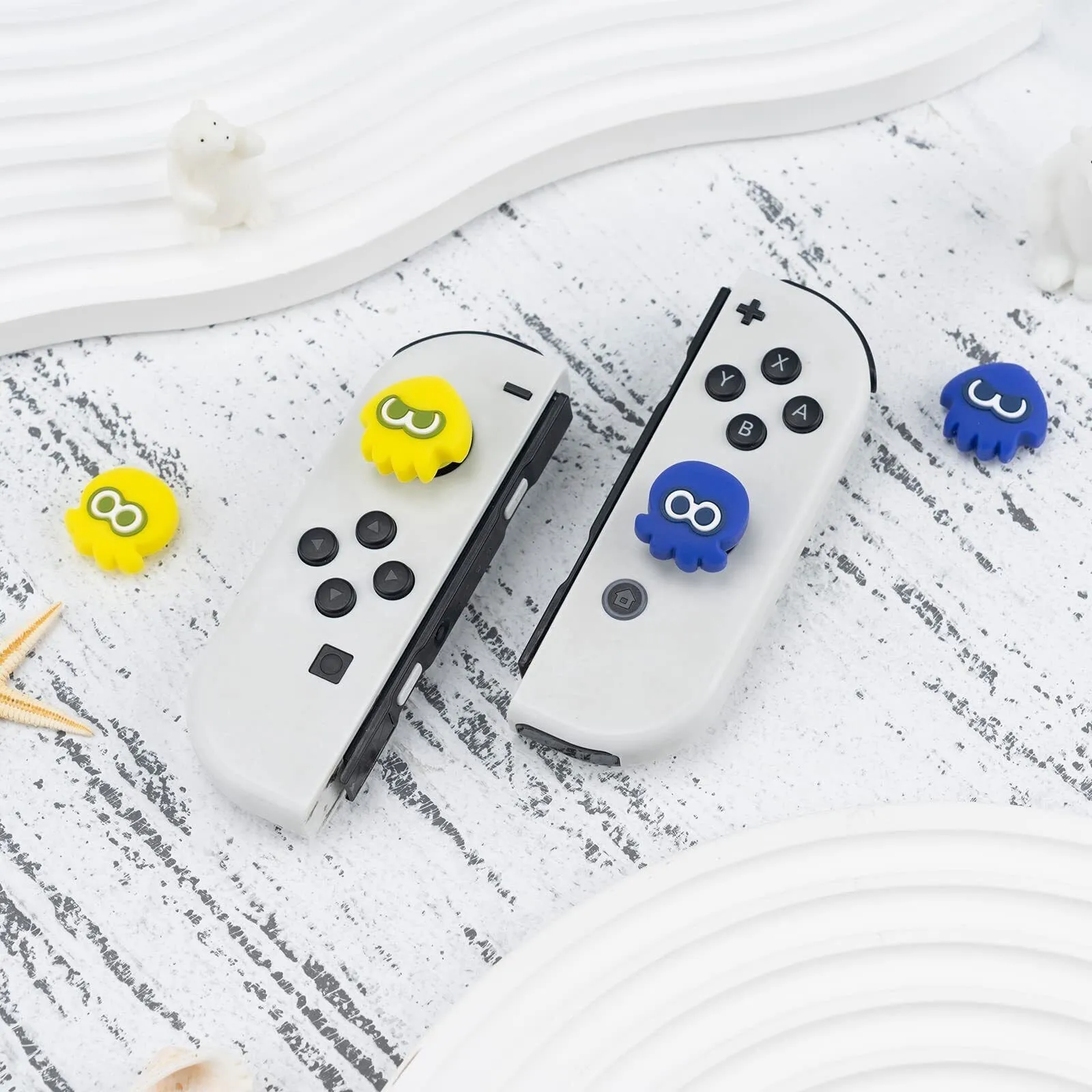 Колпачки MONCON для захвата большого пальца, 4 шт., для Switch/Lite/OLED/PS4/PS5/NSPRO джойстика, совместимы с игрой Splatoon, мягкий силиконовый осьминог