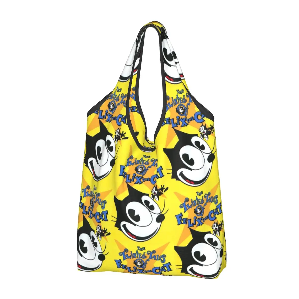 Custom Recycling Anime Disney Felix The Cat Shopping Bag Women Tote Bag Portable Cartoon Groceries Shopper Bags