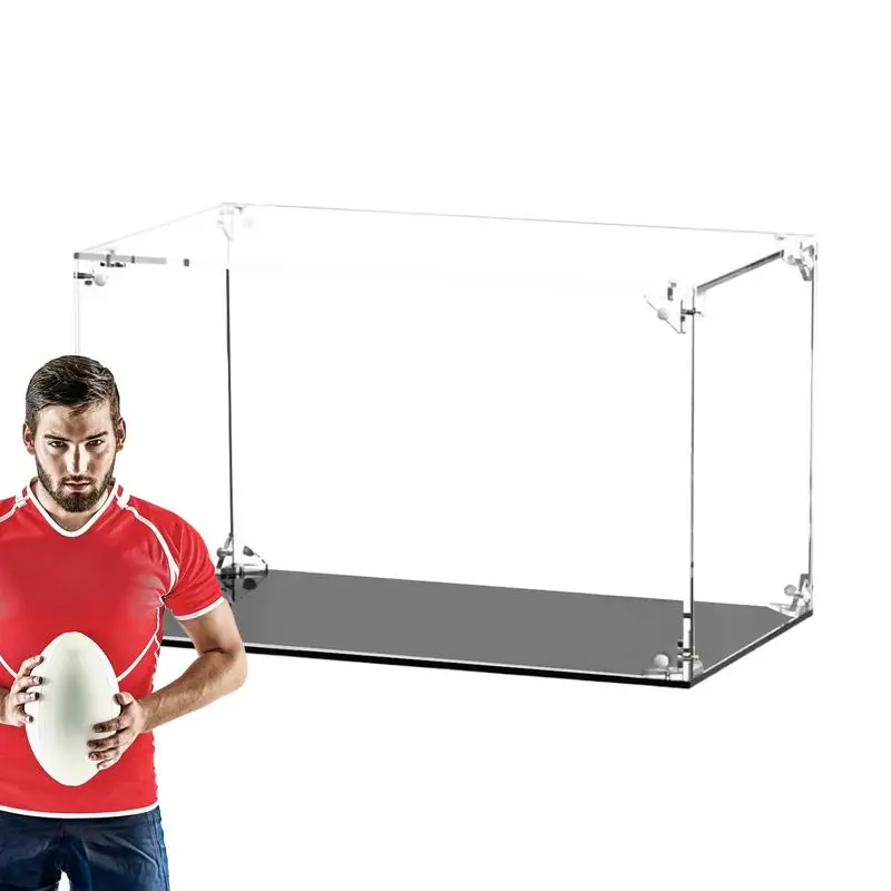 Football Case Dustproof Display Case Acrylic Clear Display Box Football Display Stand Display Case For Home Offices Family