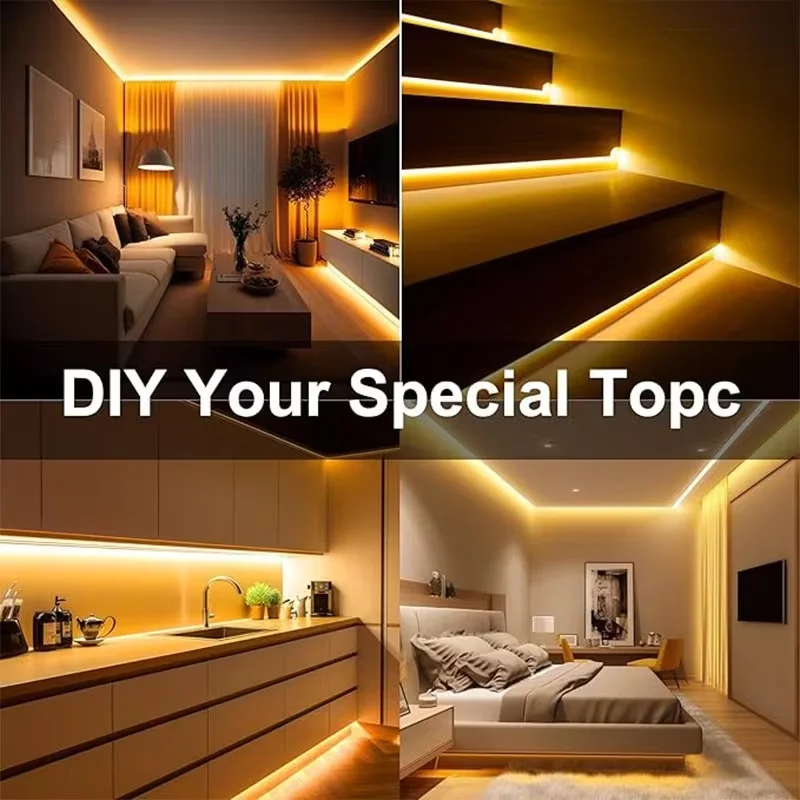 1 Rolle LED-Lichtstreifen mit Dreifach-Dimmer, Niederspannung 5V, keine Lichtpunkte, flexibler COB-LED-Streifen, USB-betrieben, einfacher Dreifach-Schalter, einstellbare Lichtstärke, geeignet für Raumbeleuchtung, Schränke, Küche und Badezimmer, Spiegel, TV, Computer-Hintergrundbeleuchtung, Live-Streaming-Make-up-Beleuchtung, Haus, Schlafzimmer, Treppen usw. – Detail 13