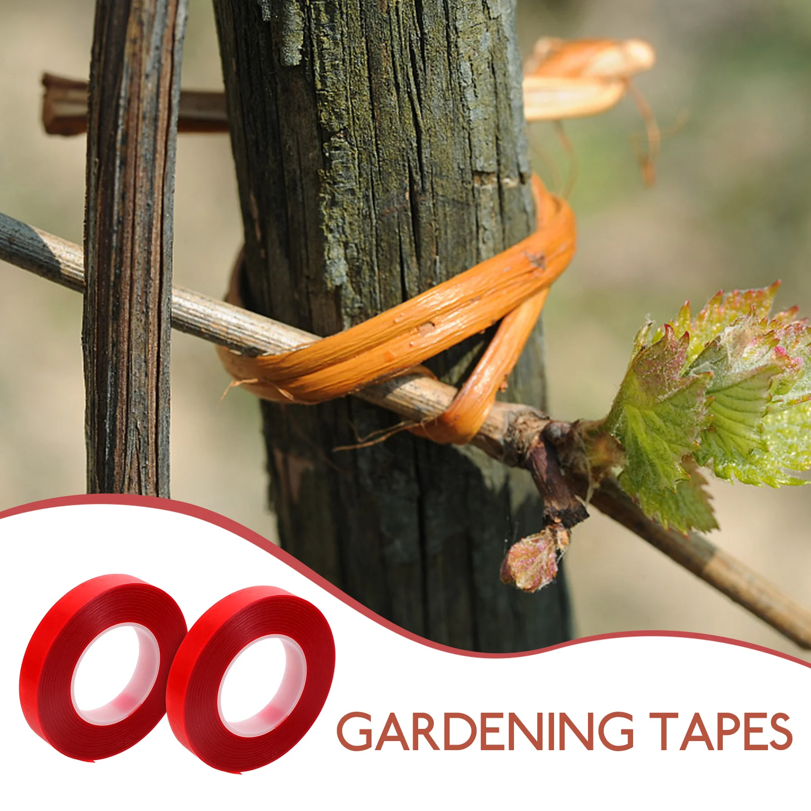 

2 Rolls Red Plant Tying Tape for Gardening Fixing Branches Vines DIY Fade Resistant Tear Proof Secure Growth Shaping