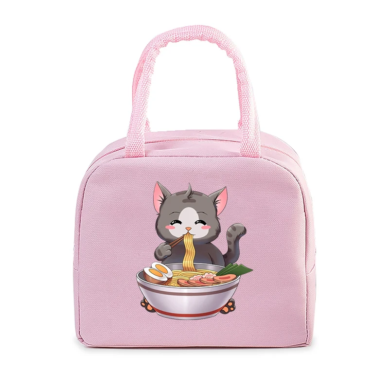 Borse per il pranzo portatili stampate con gatti Ramen Donna Uomo Borsa per il pranzo con isolamento termico Borsa per il pranzo Bento per bambini