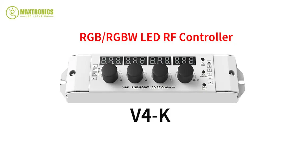 Skydance 12-24VDC 4 Knob Key RGB/RGBW LED Dimmer RF Controller 4CH*4A  Digital Display As RF Remote For 4 Channel LED Strips