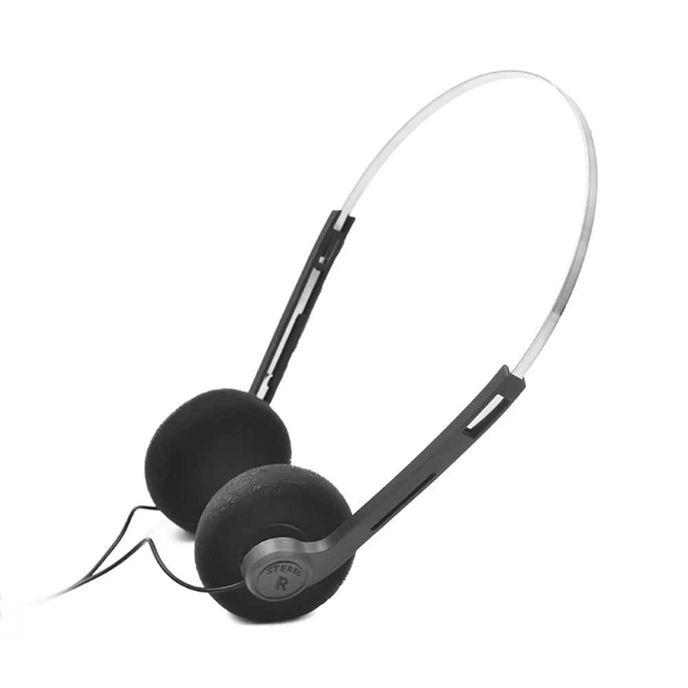 Kabelgebundene Stereo-Kopfhörer, 3,5-mm-Drahtstecker, On-Ear-Retro-Vintage-Stil, verstellbares Kopfband für Walkman-CD-Player-Computer
