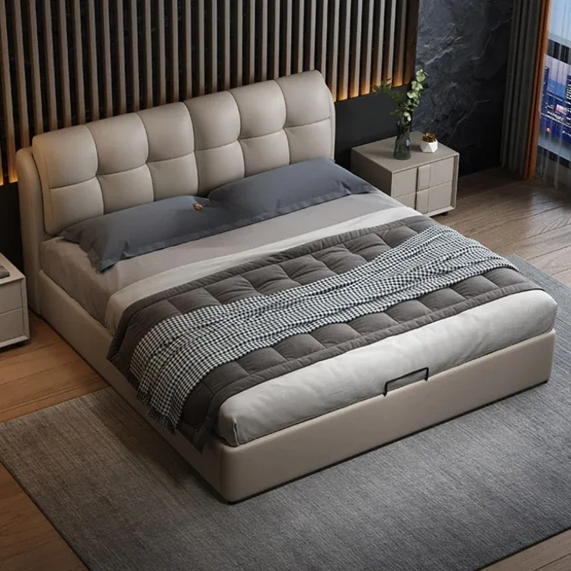 Modern Nordic European Bed Frame Wood High End Designer Double Bed Frame Sleeping Aesthetic Letti Matrimoniali Home Furniture