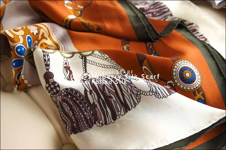 100% Pure Mulberry Silk Scarf 110cm Herm Scarfs Designer Brand Women Luxury Summer Shawl Square Head Neck Bandannas 110CM