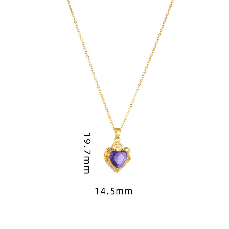 Light Luxury Heart Crystal Pendant Necklace Stainless Steel High Grade Geometric Choker Jewelry Party Gifts For Women Girls