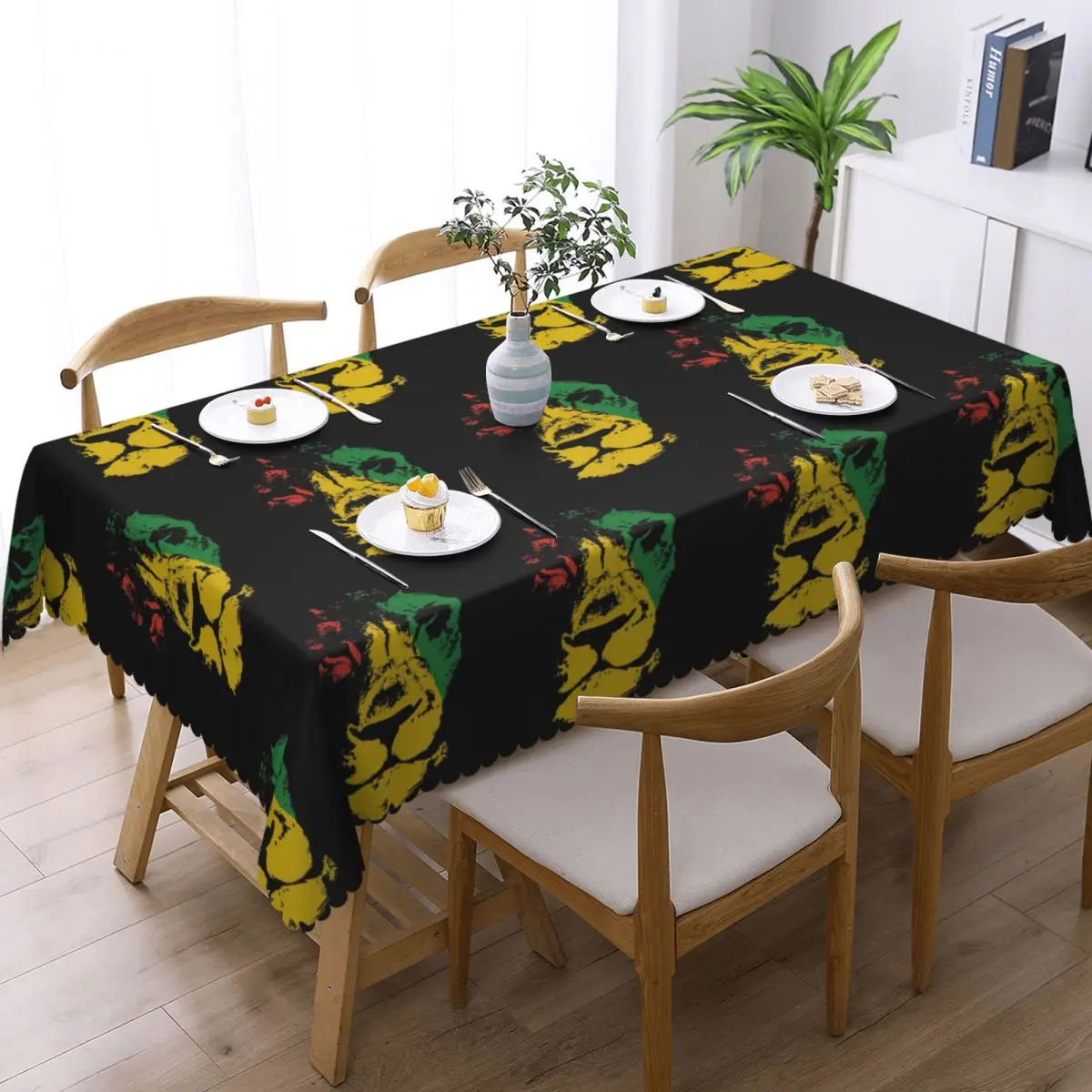 Rastafarian Flag Lion Tablecloth Restaurant Kitchen Rectangular Tablecloth Festival Party Tablecloth Outdoor Dining Table Cover