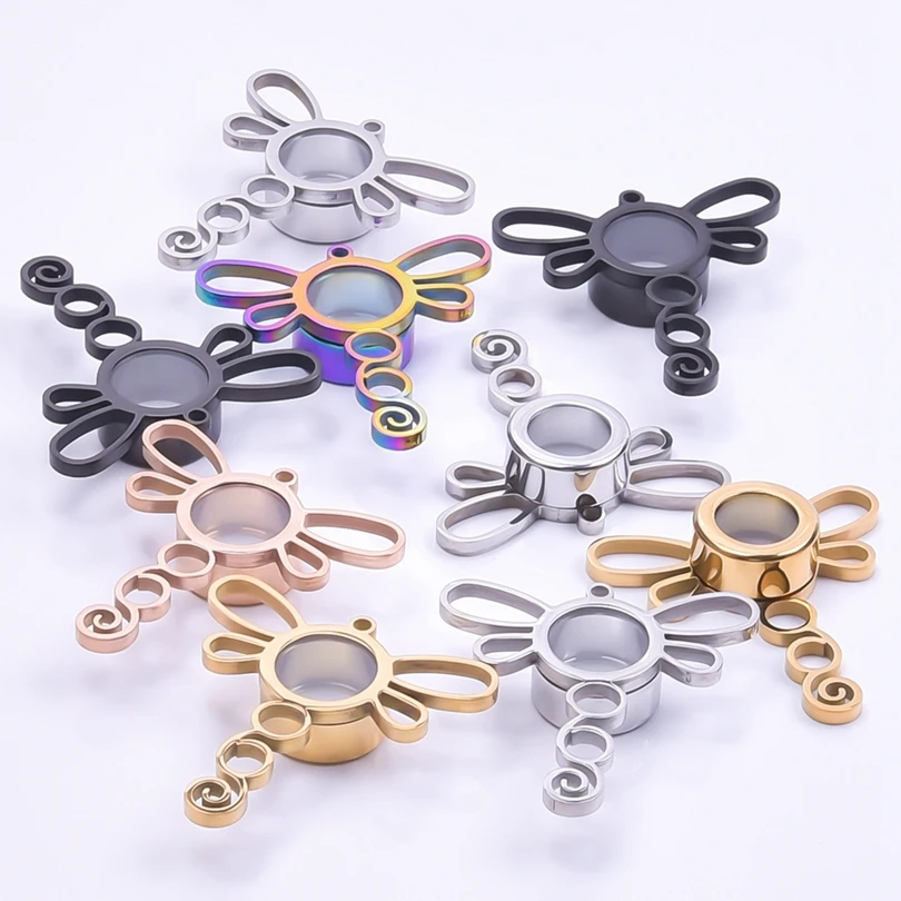 

10Pcs/Lot Stainless Steel Gothic Animal Dragonfly Twist Memory Medallion Pendant Jewelry Diy Floating Living Picture Breloque