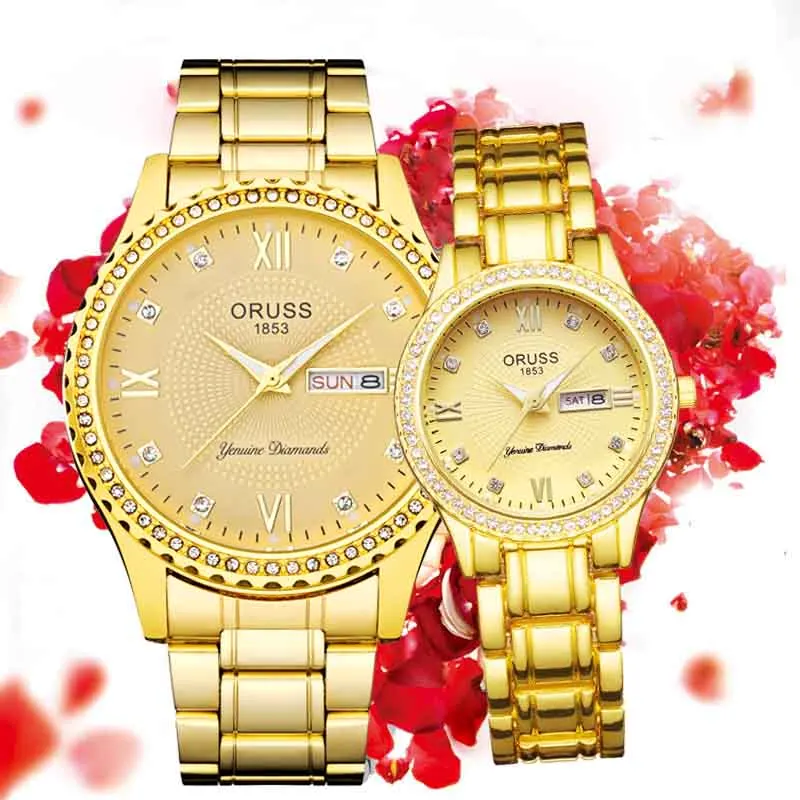 Couple watches a pair of matching personality handsome double calendar durable men's watch small niche ins retro women's watch