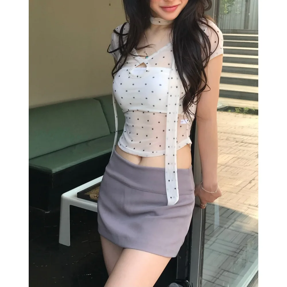 Sexy Slim Fit Short Skirt High Waist Wrap around  Skirt Women's Fashion Spring Summer Season Inner Lined Other Material
