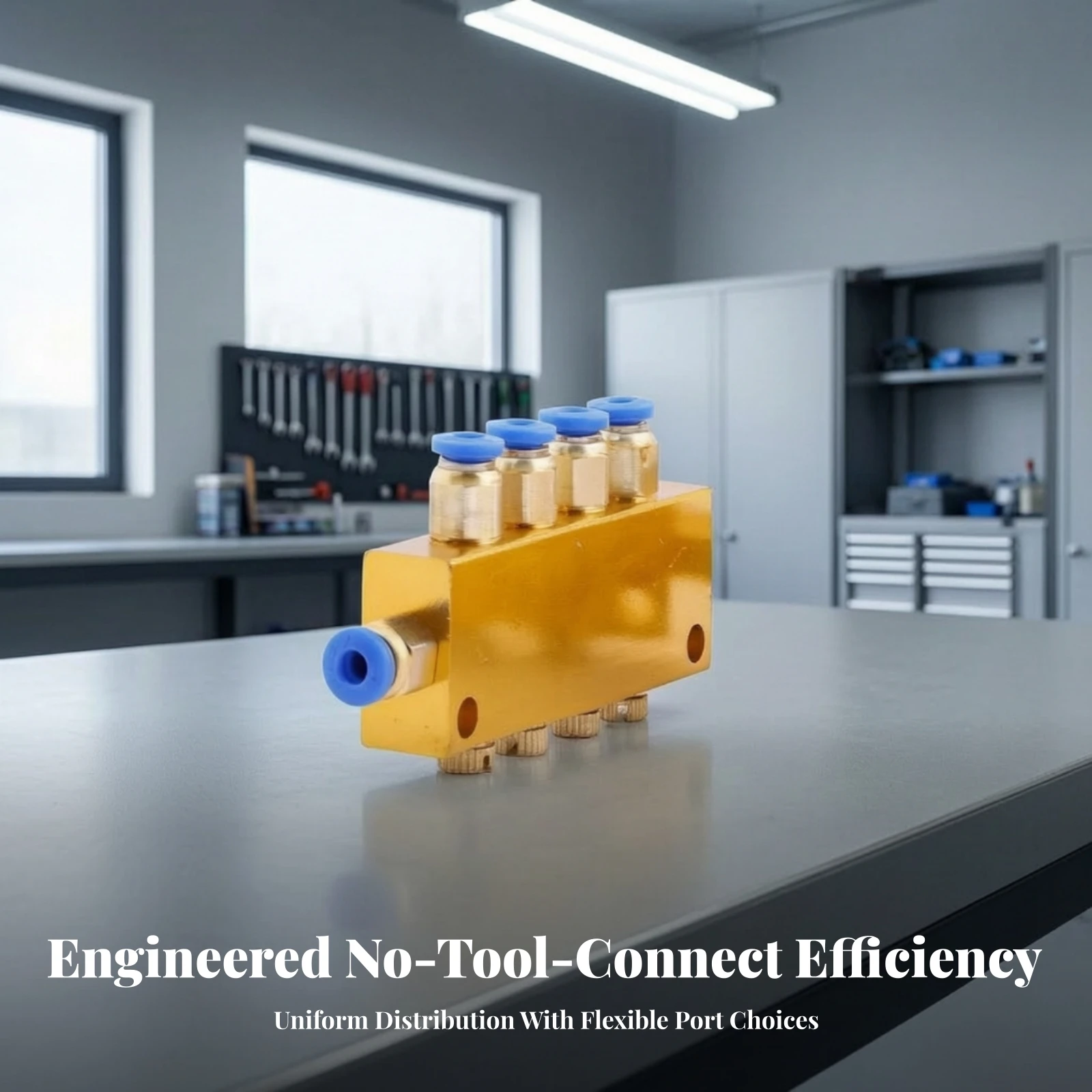 Oil Distribution Block with Quick-Connect Ports Compact Oil Distributor Block Component Rectangular Hardware Metal