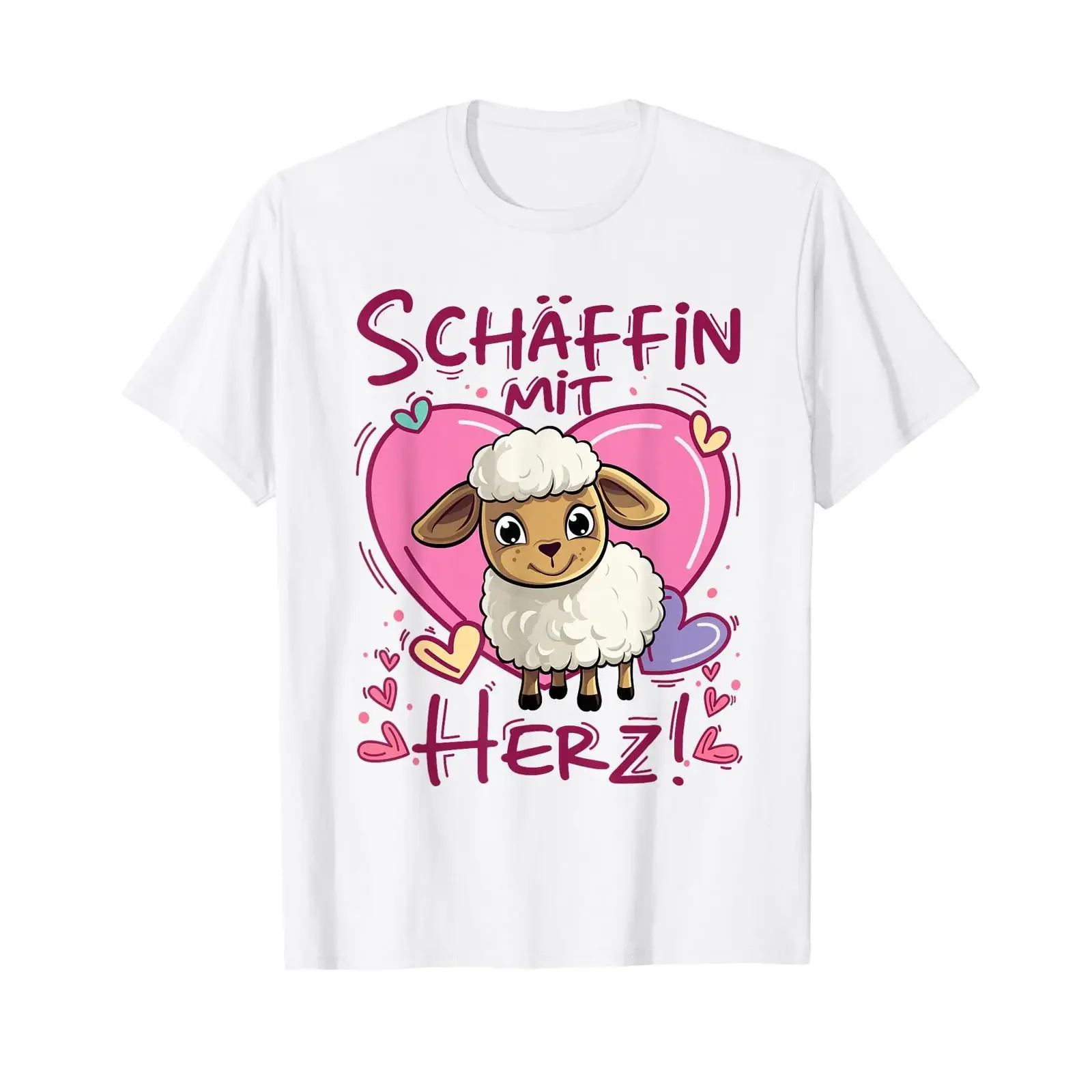 T Shirt with German Text quot Schäfin mit Herz Language White vintage Washed Casual Versatile homme Soft fashion Comfortable