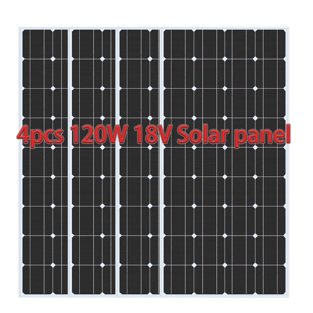 

120W 240W 360W 480W Tempered Glass Solar Panel Rigid Painel 120V 1-4pcs Windproof Anti-snow Anti-hail PV Panels Solar System