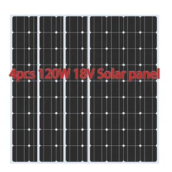 120W 240W 360W 480W Tempered Glass Solar Panel Rigid Painel 120V 1-4pcs Windproof Anti-snow Anti-hail PV Panels Solar System