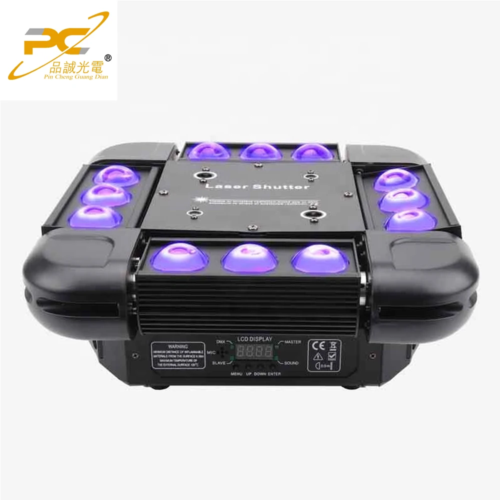 Imagem -04 - Rgbw Led Infinitamente Laser Spider Beam Efeito Estroboscópico Movendo a Luz Principal Dmx Control Disco Party Bar 12x10w Novo