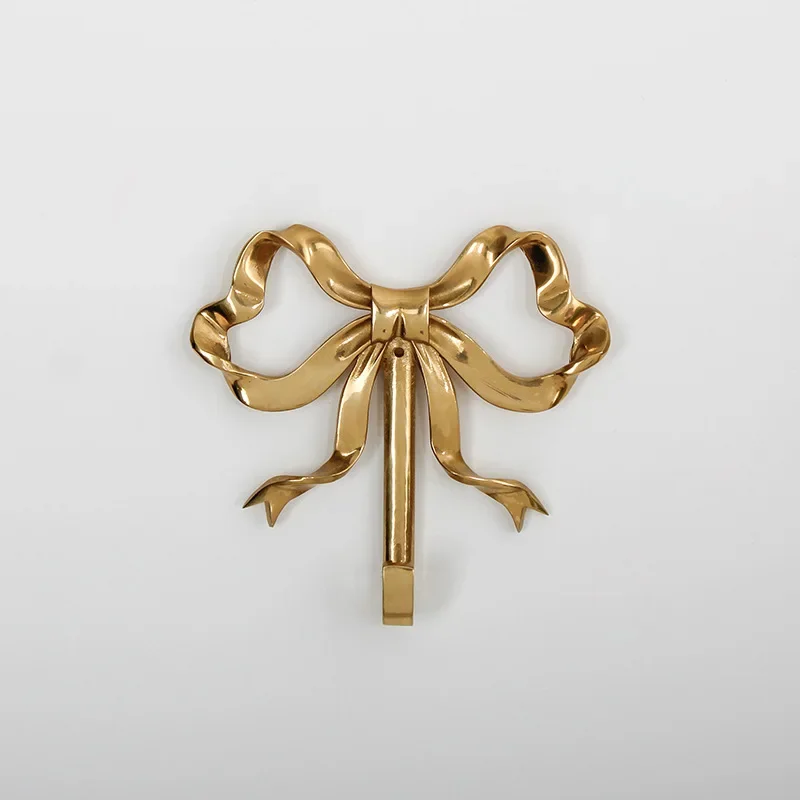 Nordic Retro Clothes Hook Coat Hook Bedroom Porch Bathroom Decoration Luxury Solid Brass Bow Shape Wall Hook