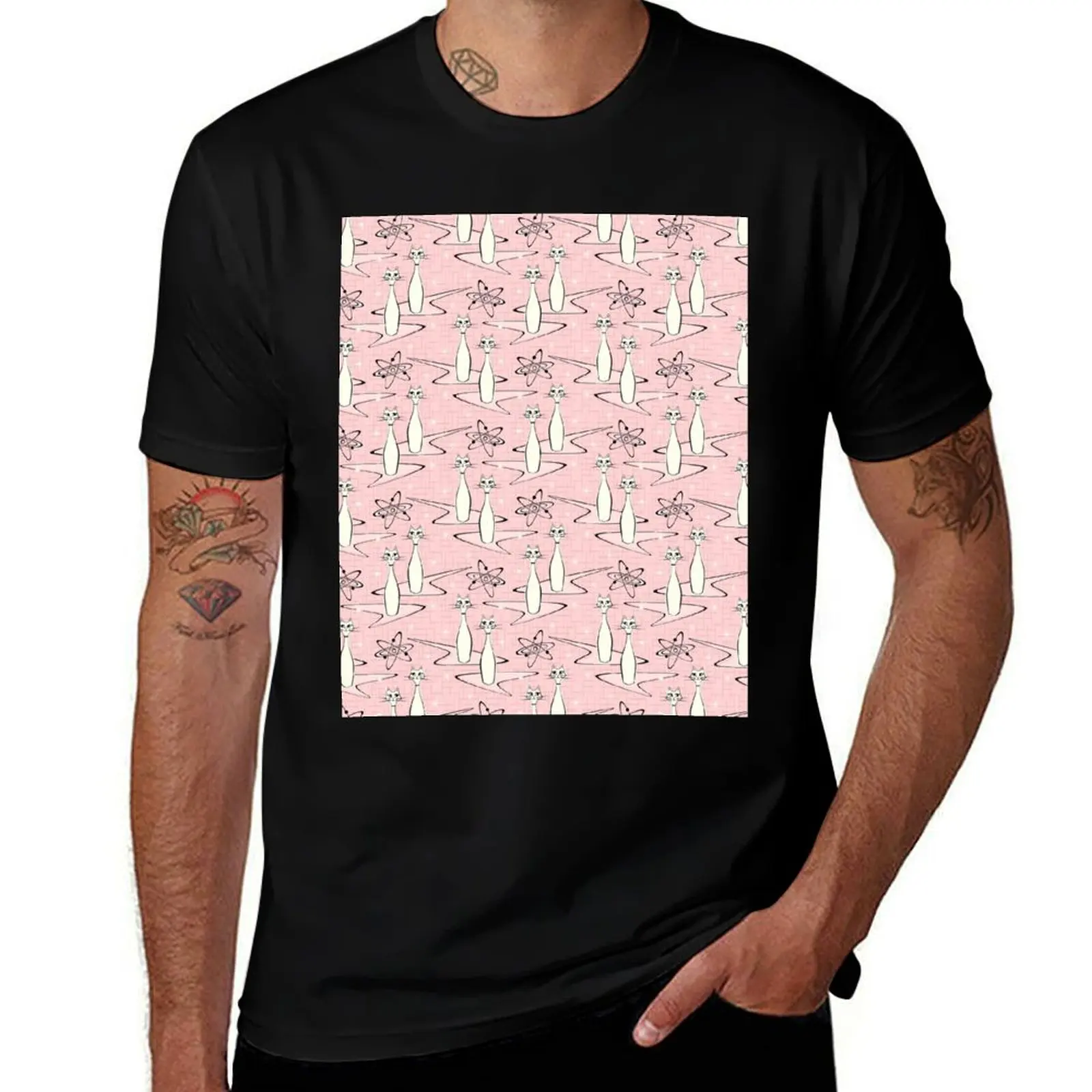 Atomic Cat Field on Pink Hatch ?studioxtine T-Shirt Breathable Travel T-Shirt