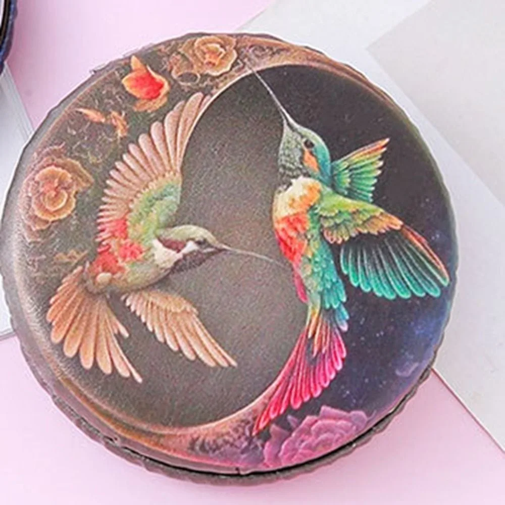 Fashion Flower Foldable Cosmetic Mirror Butterfly Bird Round Pocket Mirror Cosmetic Tool Mini Flip-up Folding Mirror Dormitory