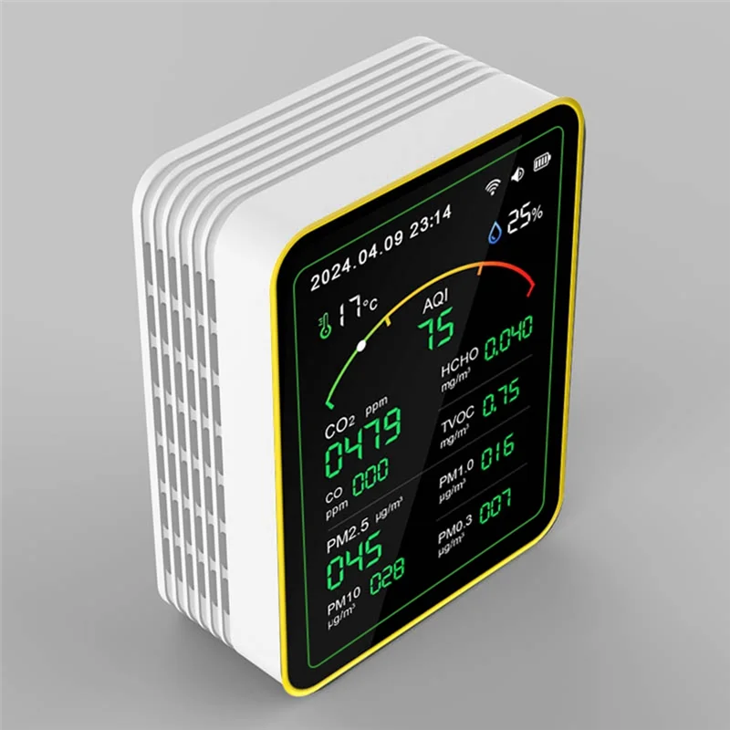 AC56-Tuya Wifi 15 In 1 Air Quality  TFT Display Multifunctional Time Temperature And Humidity Test Meter