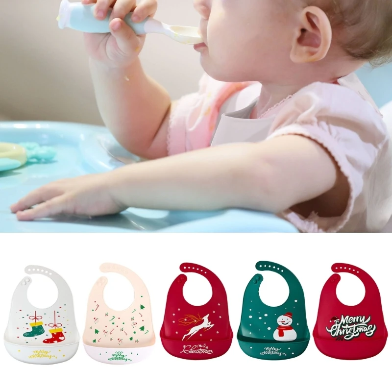 Toddler Silicone Bibs Baby Kids Girl Boys Waterproof Feeding Bib for Toddler Keeps Stains Off Easily Wipe Clean