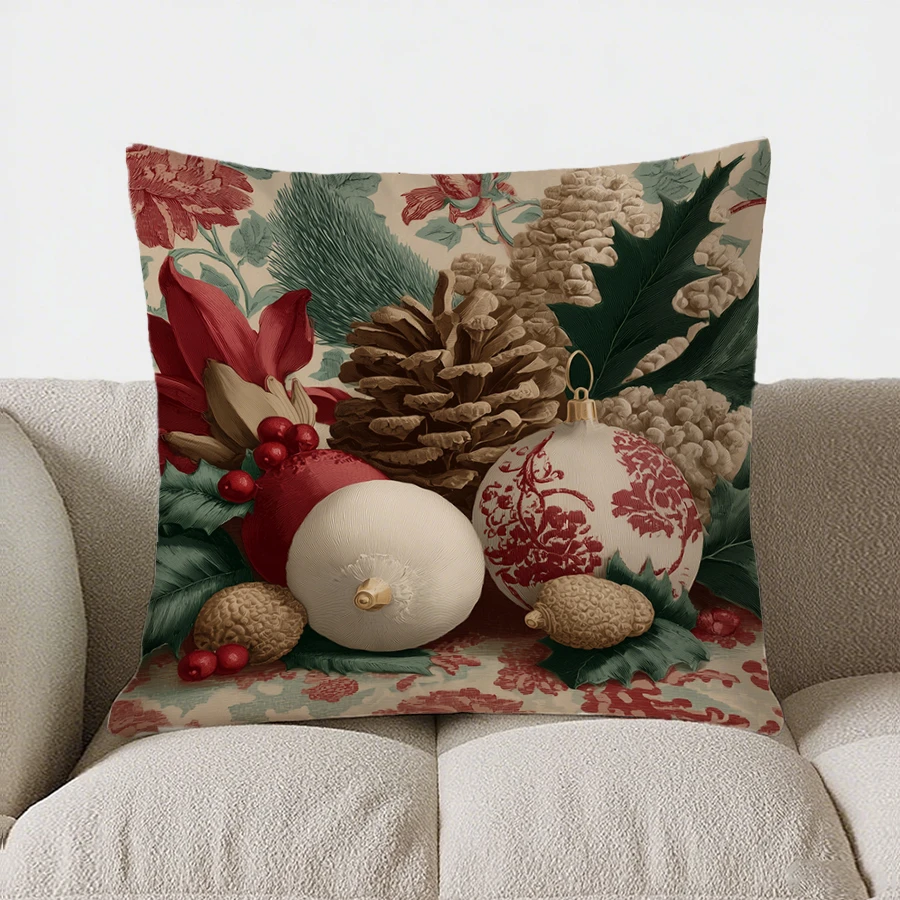 Christmas Tree Pixel Art Pattern throw pillow cover with short plush print for living room sofa decoration cushion cover