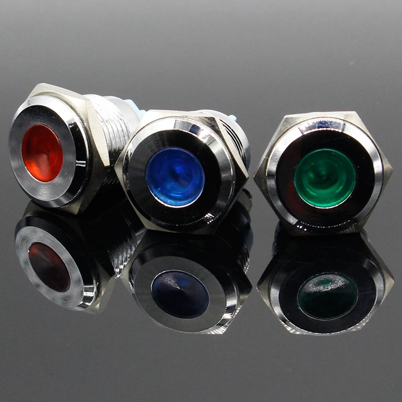 LED Metal Indicator light 16mm waterproof Signal lamp LIGHT 3V 6V 12V 24V 220v screw connect red yellow blue white