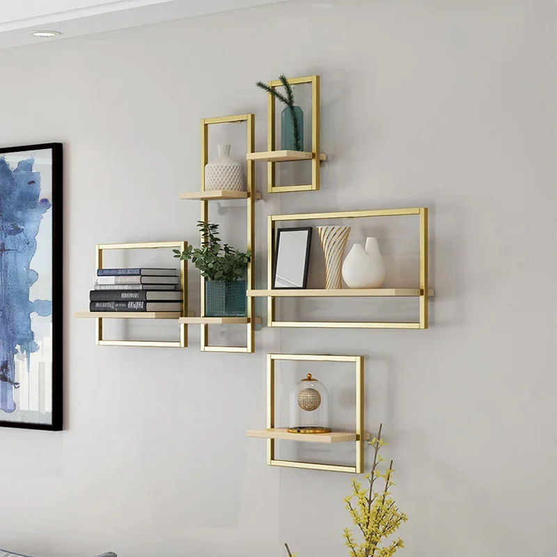 

Nordic Simple Fashion Art Wall Shelf Living Room TV Decoration Frame Creative Multifunctional Storage Rack Home Organizer