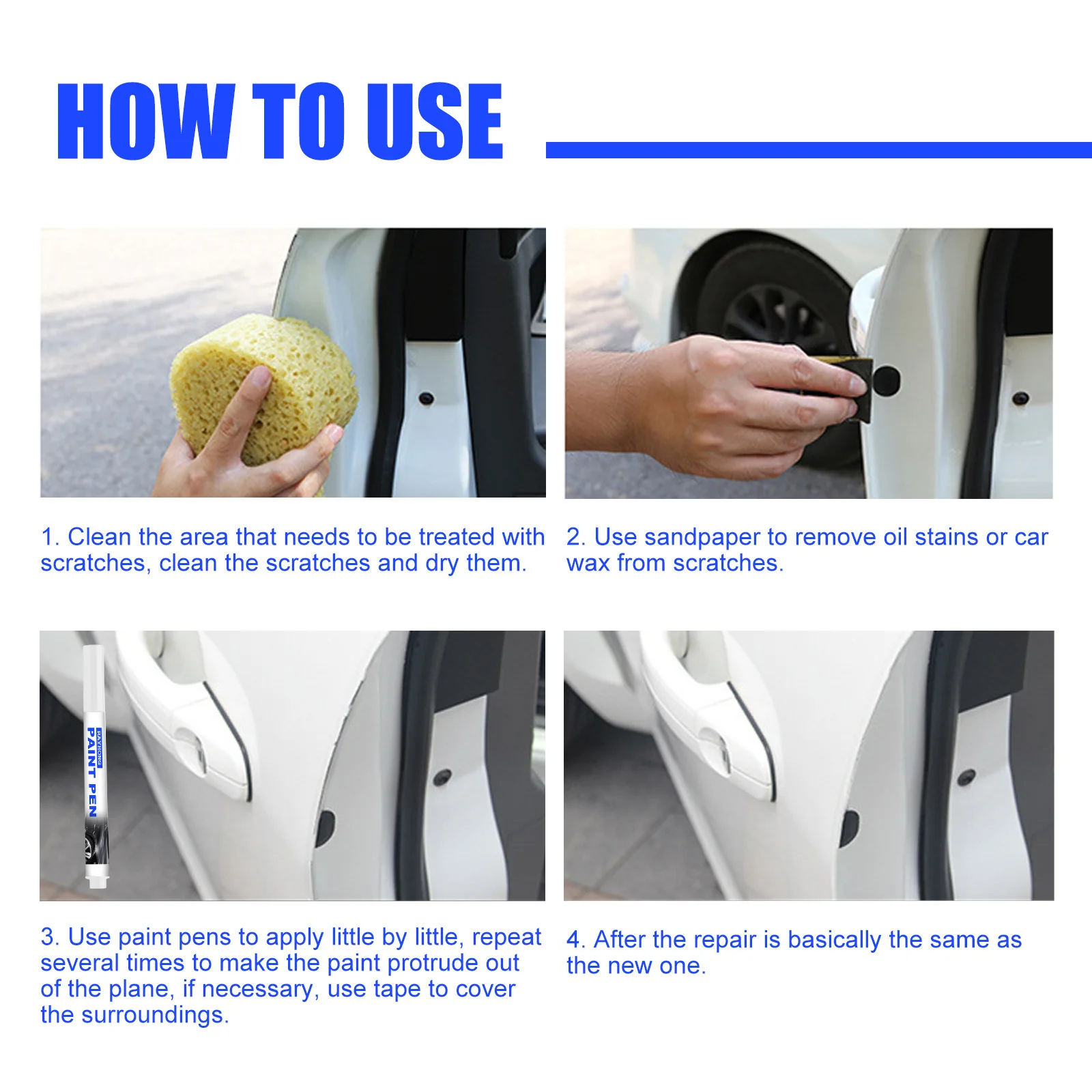 قلم صيانة وإصلاح السيارات العالمي ، قلم طلاء السيارات ، مزيل الخدوش ، ألوان متعددة اختيارية ، ملحق سيارة ، 1 قطعة ، 6 قطعة