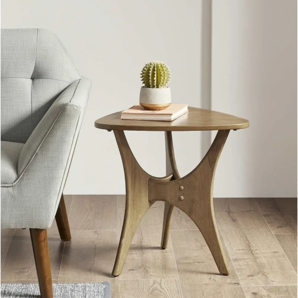 New Cedar Triangle Wood End Table