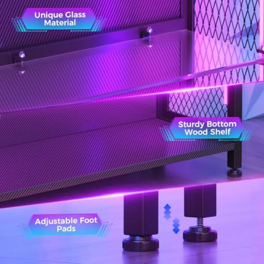 Display Case with Glass Shelves and RGB Lights, 4-Tier Display Cabinet view 6