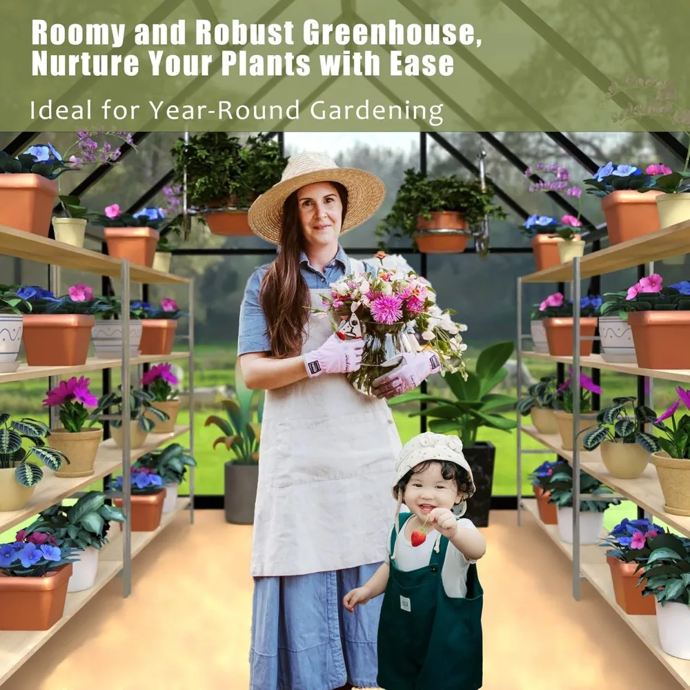 

6 x 4 FT Polycarbonate Greenhouse, Winter Greenhouses for Outdoors, Outdoor Greenhouse with Roof Air Vent, Heavy Duty