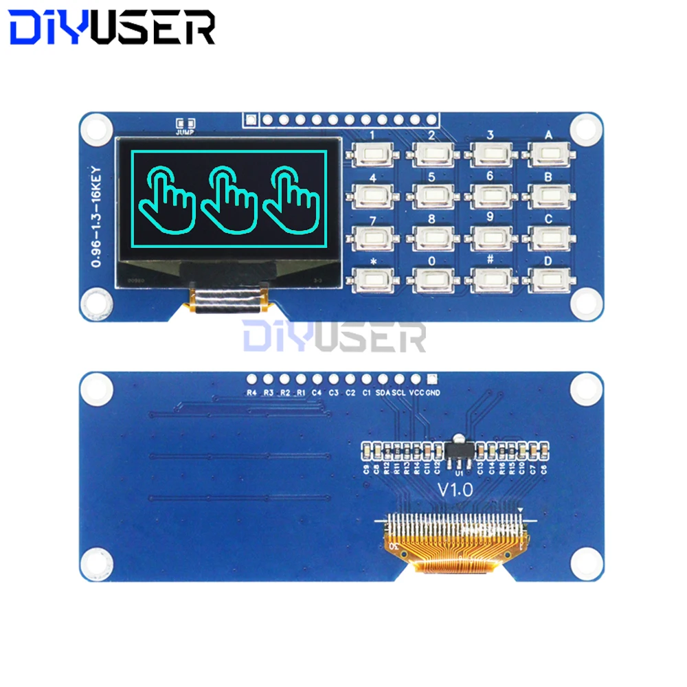 Display OLED da 1,3 pollici con modulo tastiera 4x4, schermo SPI I2C SSD1116 128x64 per Arduino Raspberry Pi