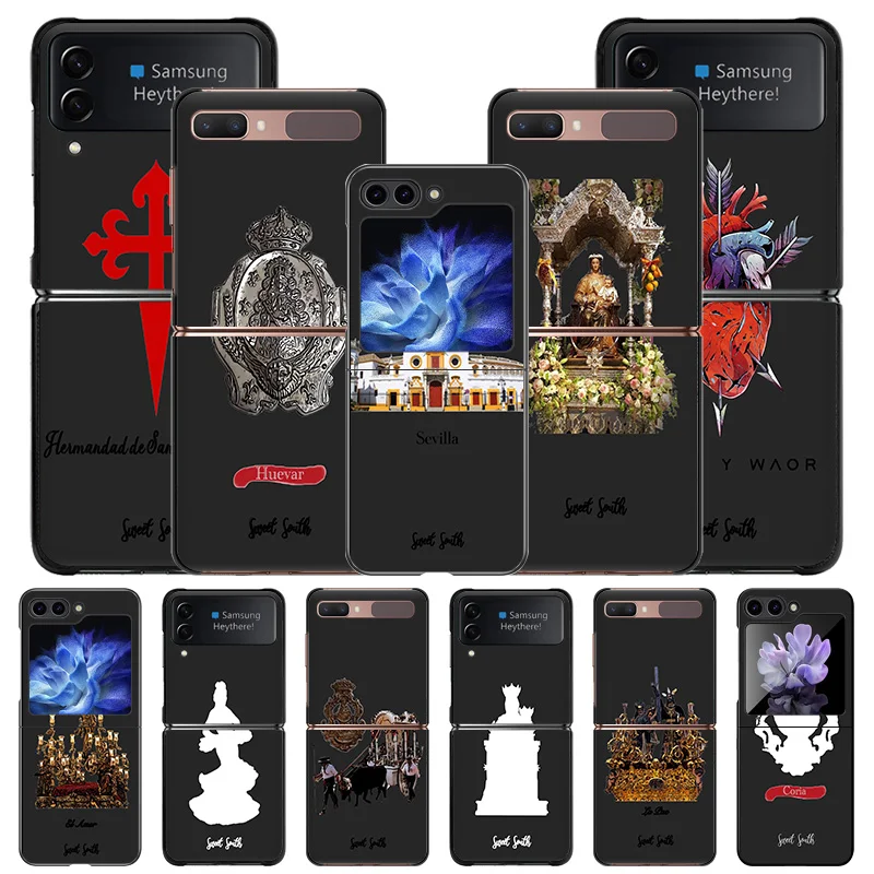 Hard Phone Cases For Samsung Z Flip 6 5 4 3 Galaxy Flip6 5G Flip5 Flip4 Flip3 Virgin Mary Jesus Church PC Black Matte Cover