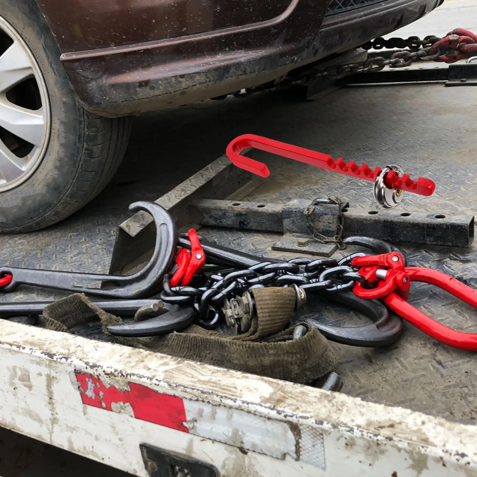 

1Set J Type Trailer Hook Heavy Duty Trailer Wheel Lock Universal Tire Clamp for Truck Suv Atv Motorcycle Rv Security