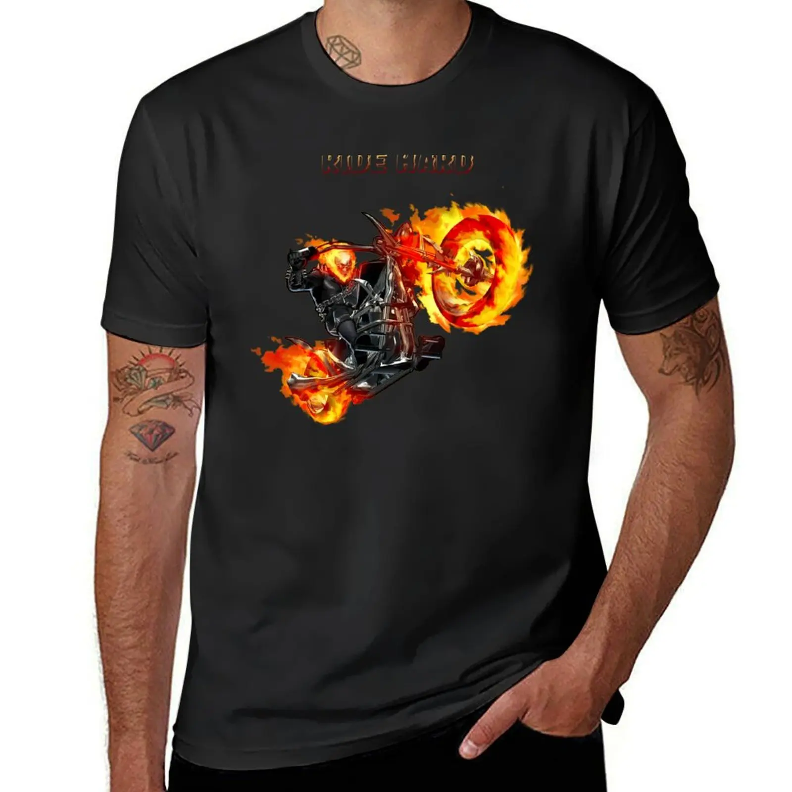 

Футболка Ghost Rider Ride Hard, хлопковые мужские футболки, синие арховные мужские футболки с рисунком