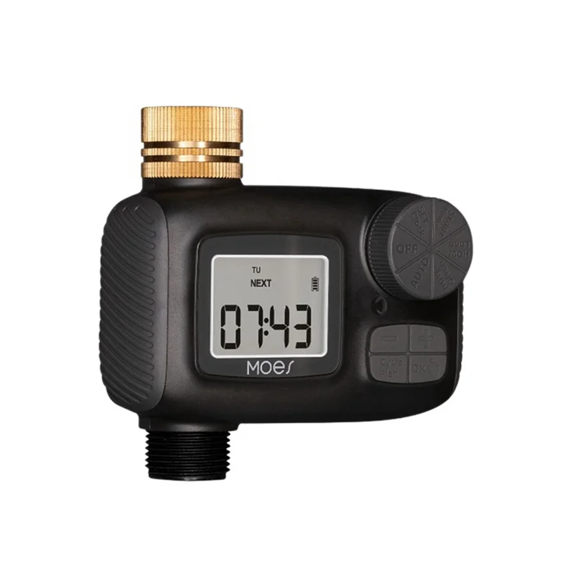 A45Z-MOES Water Timed Irrigation Water Valve With LCD Display Screen IP55 Waterproof Rotary Knob Button Control