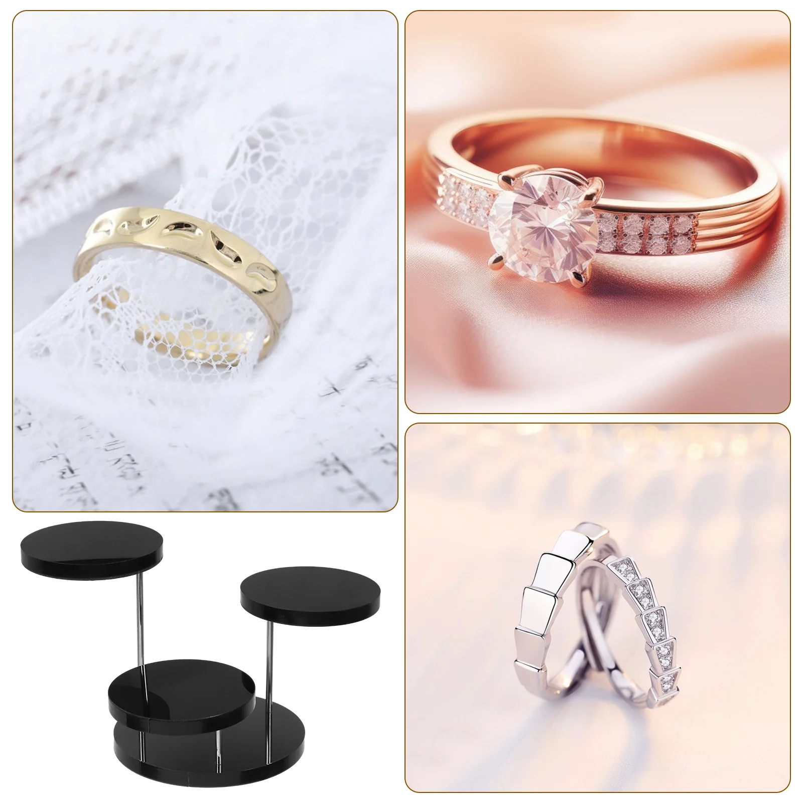 

Ring Display Organizer Acrylic Jewelry Stand Layered Ring Holder Rack Desktop Display Holder Jewelry Organizer