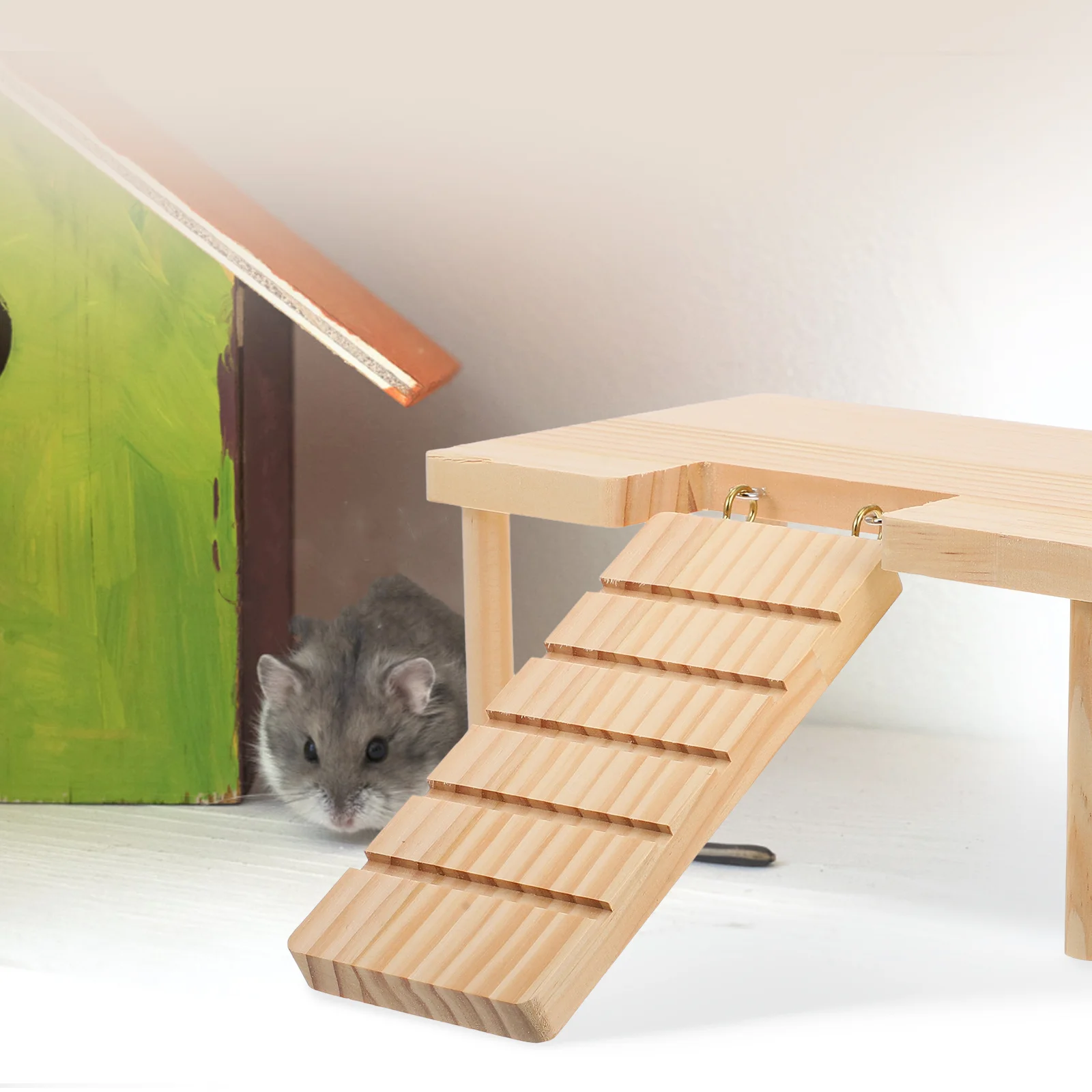 

Hamster Platform Ladder Wooden Small Pet Cage Accessory Durable Solid Wood Hamster Stand Guinea Pig Ramp Hedgehog Climbing