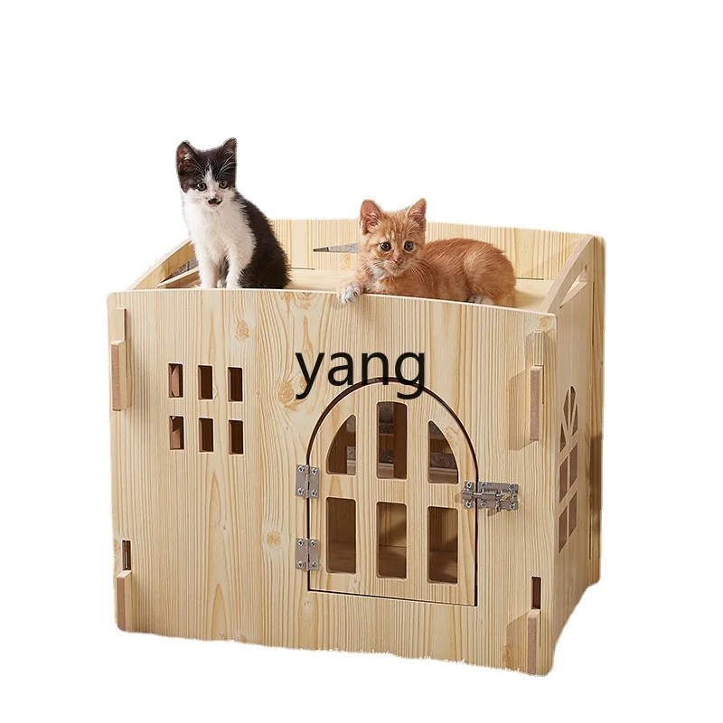 Yhl Four Seasons Universal Cat House Solid Wood Closed Cat House Kennel Pet Supplies with Door