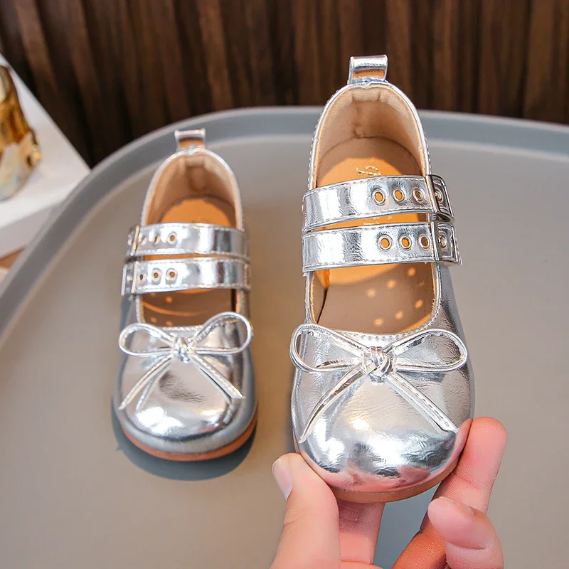 أحذية جلدية للأطفال ، على الطراز الكوري ، أسفل ناعم ، مانع للانزلاق ، ربطة عنق أنيقة ، أحذية رقص باليه ، موضة جديدة ، الخريف ،