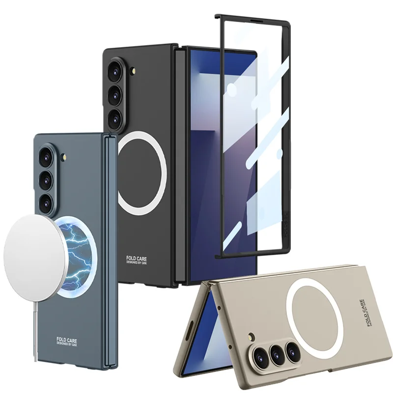Custodia sottile per Samsung Galaxy Z Fold 3 4 5 6 7 5G Fold6 Fold5 per Magsafe Ricarica wireless magnetica con copertura della pellicola dello schermo anteriore