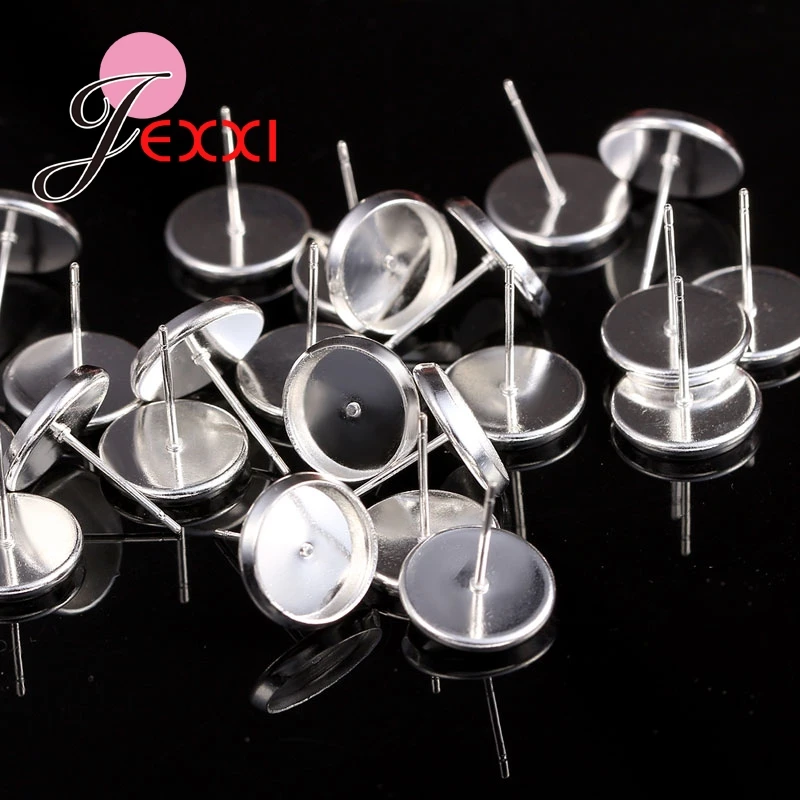 12MM Inner Dia. 50PCS 925 Sterling Silver Stud Earring Making Components Pins Needles DIY Ear Findings Wholesale Price Fast Ship