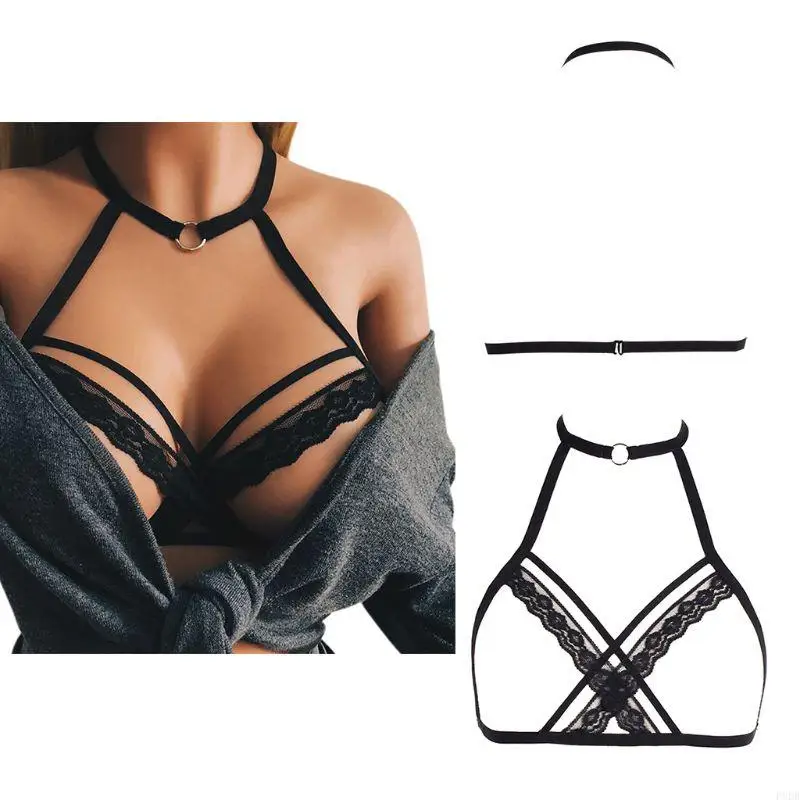 p8db المرأة مثير قفص الرسن v-neck الملابس الداخلية bustier hollow الكأس المفتوحة كأس تسخير كريس
