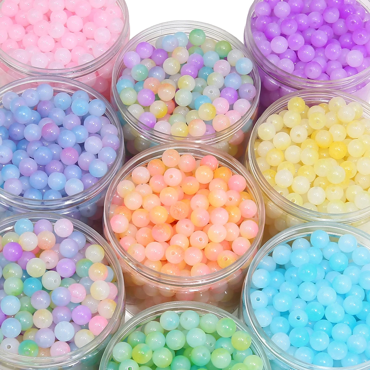 30/50pcs 8/10mm Sweet Style Dual Color Acrylic Loose Beads For Handmade DIY Bracelet Necklace Jewelry Making Supplies Decorative