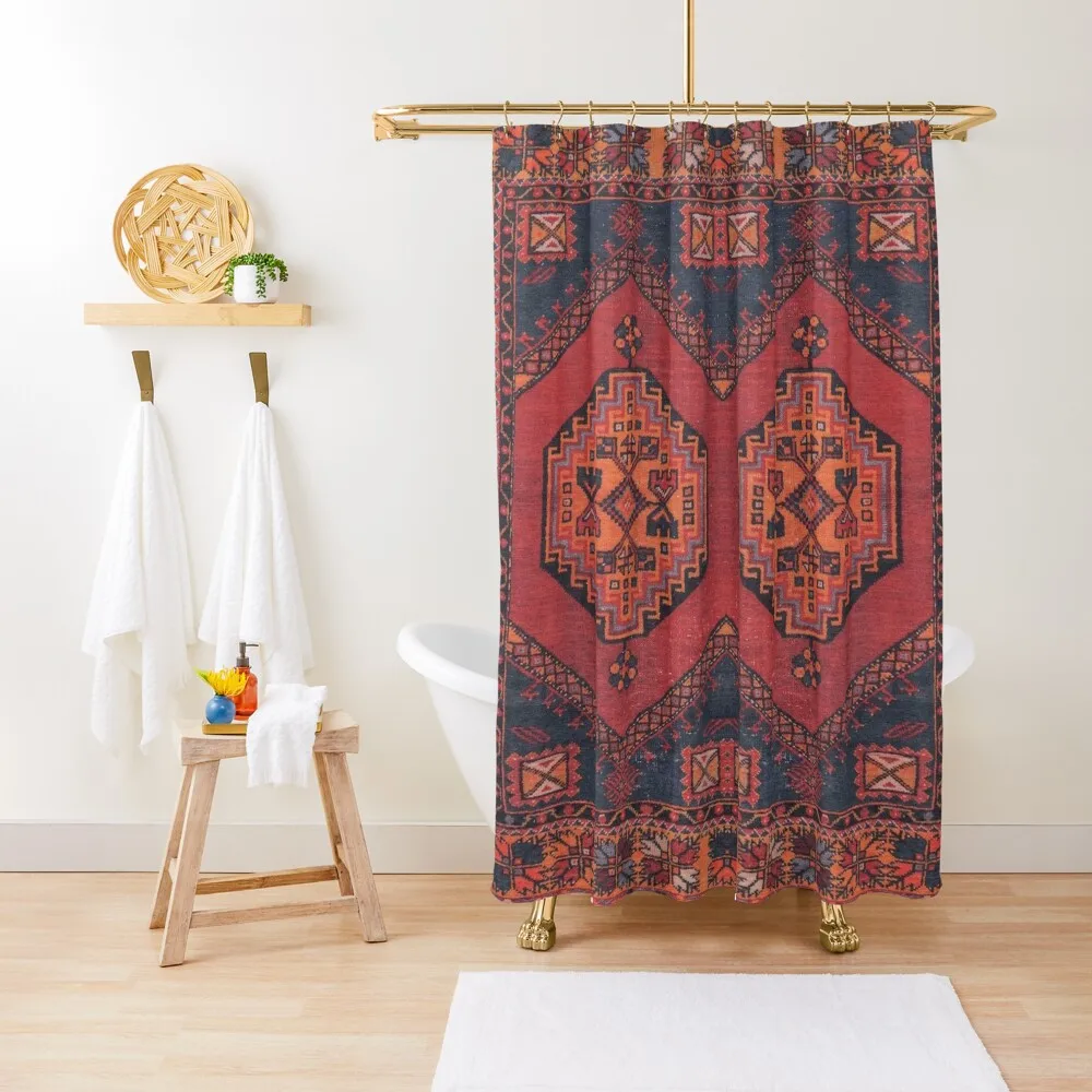 

Oriental Traditional Red Heritage Moroccan Style Shower Curtain Window For Shower Waterproof Bath And Anti-Mold Curtain