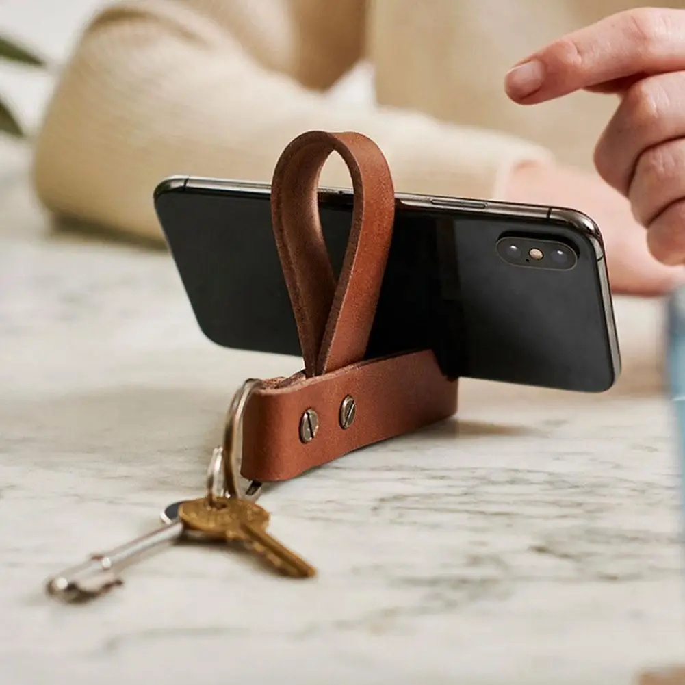 سلسلة مفاتيح محمولة بحامل هاتف جلدي - ألوان ملحقة متوفرة متعددة في H7J4
