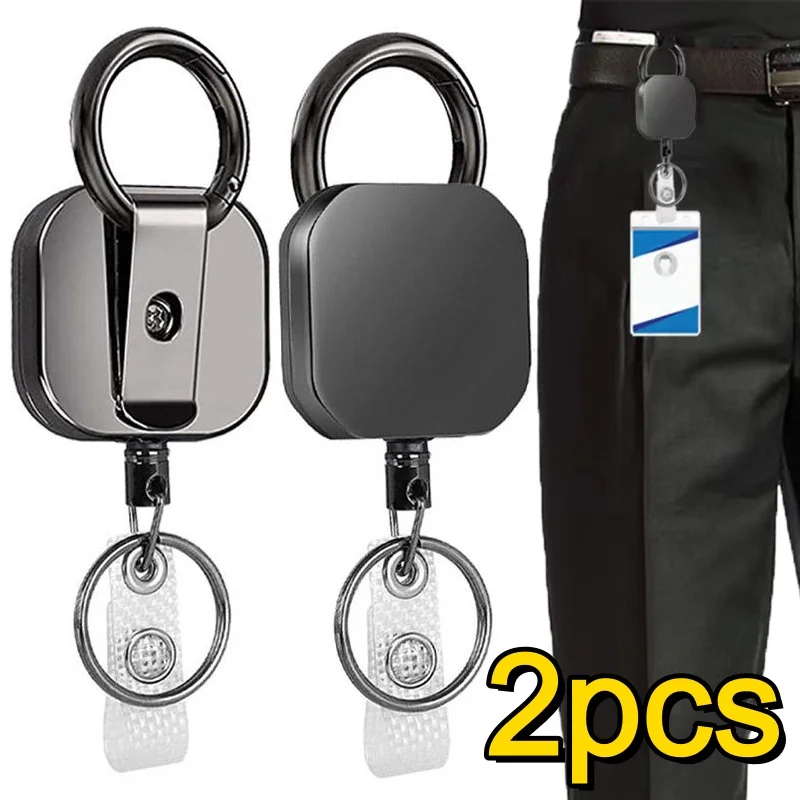 2/1PCS Heavy Duty Anti-loss and Easy-to-pull Buckle of Retractable Key Chain Belt Badge Reel Clip Square Accesorios Key Chain