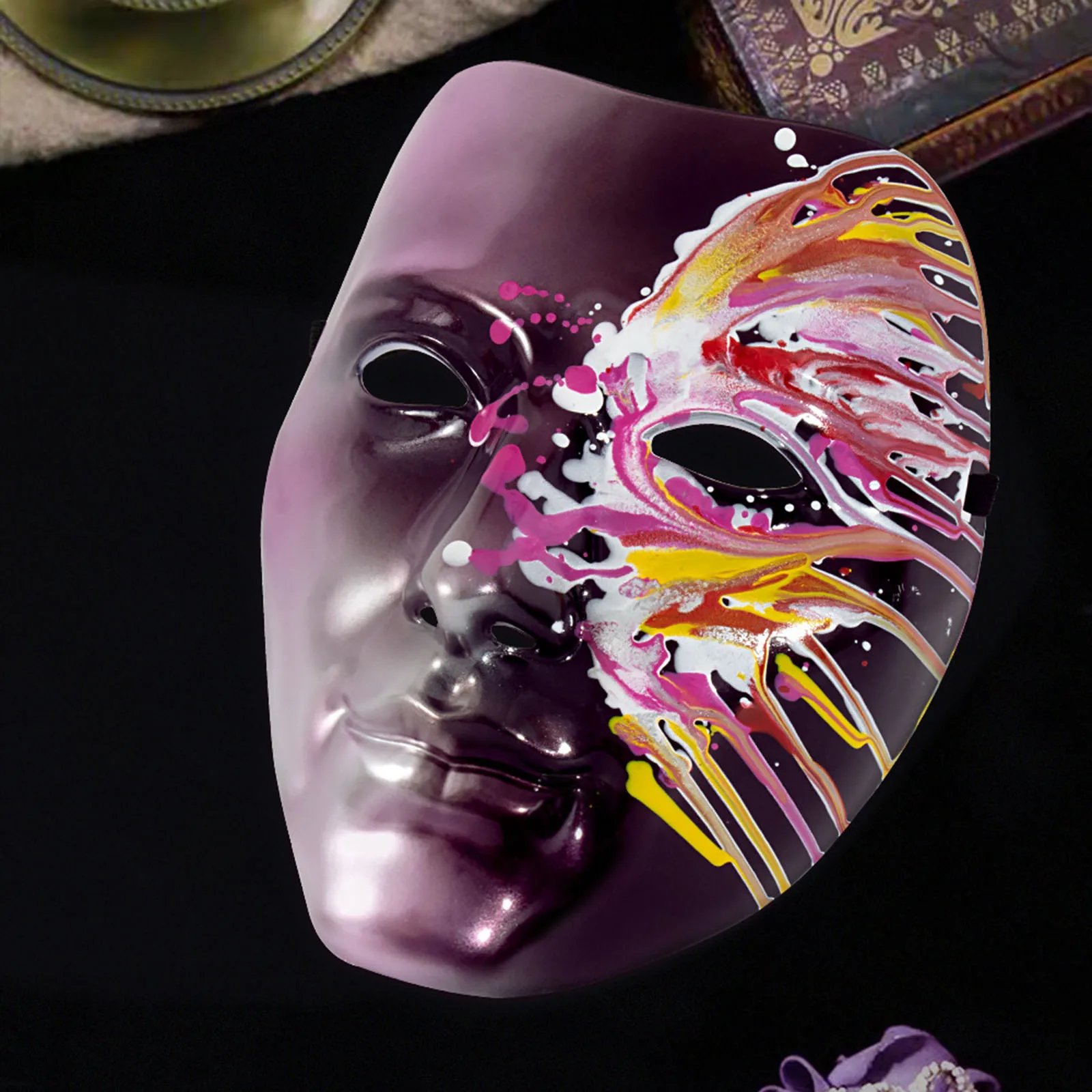 

Retro Archaistic Full Face Costume Mask Phantom Painted Mask Hanfu Cosplay Accessorie Halloween Masquerade Xmas Venetian Masks