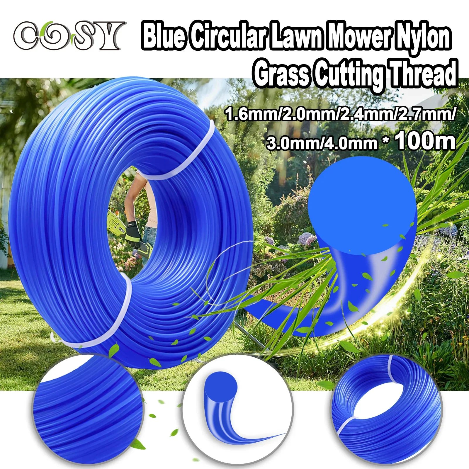 100 M x 1,6/2,4/2,7/3,0/4,0 mm 1 Rolle Nylon Trimmer Linie Pinsel Cutter Strimmer Seil Rasenmäher Pinsel Cutter Gras Trimmer Runde Linie